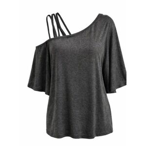 New 4X Alyxa Diva Shoulder Gray Top #471*9